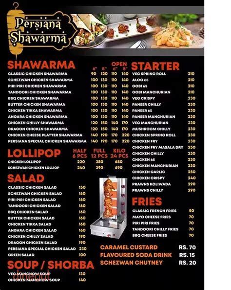 Menu of Persiana Shawarma, Marol, Mumbai | Dineout discovery