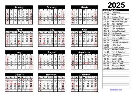 Jewish Calendar 2026 PDF Templates with Jewish Holidays Lists