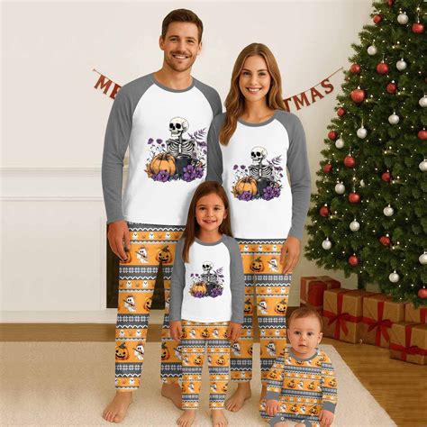 Matching Pajamas Set for Family, Family Halloween Pajamas Funny Pumpkin Ghost Print Jammies Pjs ...