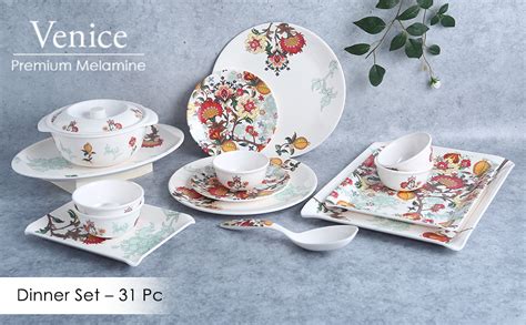 Wonderchef Venice Red Dinner Set of 31 Pcs | 100% Food Grade Melamine ...