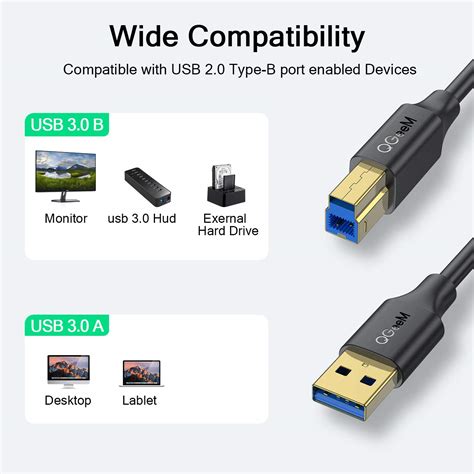 Buy USB 3.0 Cable 3FT, QGeeM Superspeed USB 3.0 Cable A Male to B Male ...