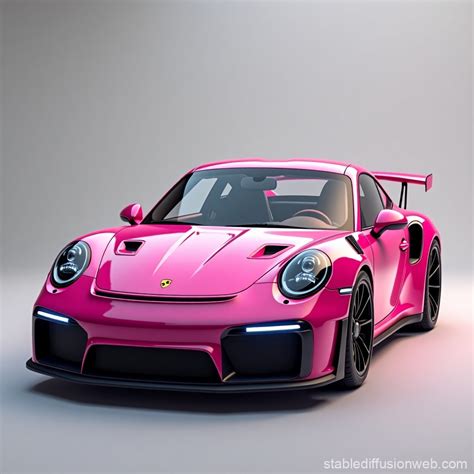 Porsche 911 GT3 RS 992 Pink White Background | Stable Diffusion Online