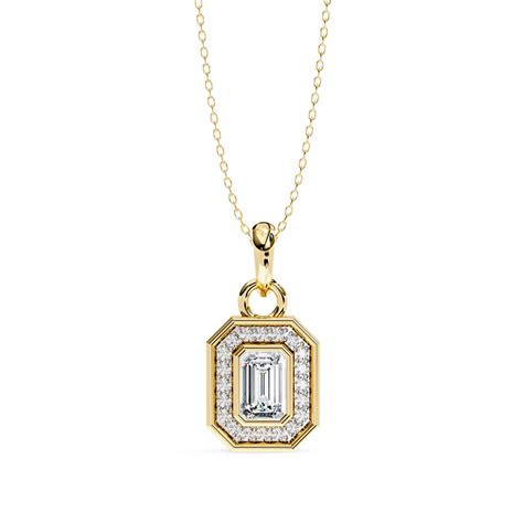 Classic Emerald Cut Diamond Halo Pendant – ONYA