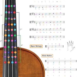 Viola Fingering Chart With Color-coded Notes, Viola Scales Techniques ...