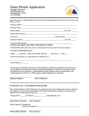 Fillable Online boro dormont pa Fence Permit Application - boro.dormont ...