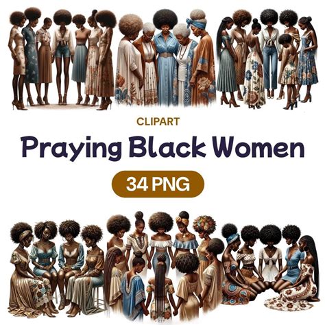 Praying Black Women Clipart, Watercolor African American Religious Girl ...