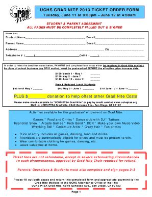 Fillable Online UCHS GRAD NITE 2013 TICKET ORDER FORM Fax Email Print ...