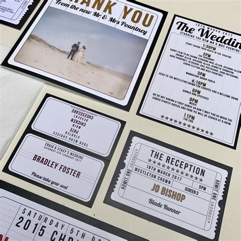 Cinema Wedding Stationery Sample Pack - Designed by Joe