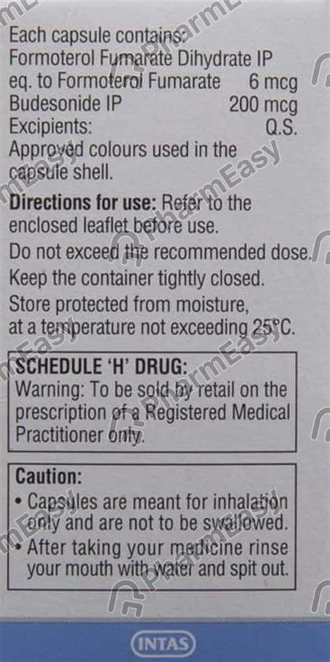 Quikhale Fb 6/200 Mcg Bottle Of 30 Inhalation Capsule: Uses, Side ...