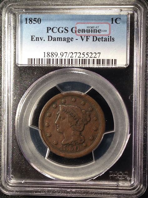 1850 Braided Hair One Cent Pcgs Vf Details 27255227