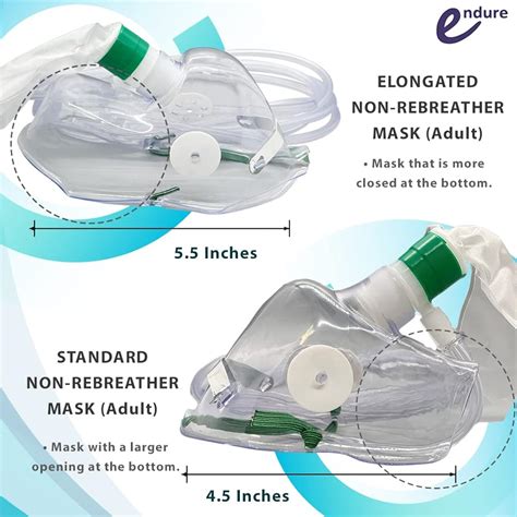 Endure Industries Standard Non-Rebreathing Oxygen Mask,(Pack of 5 ...
