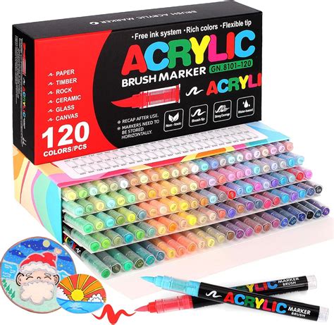 Laconile 120 Colours Accrylic Paint Brush Markers Set -Paint Pens ...
