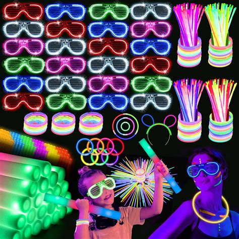SHQDD248 PCS Glow Party Supplies, 24 PCS Foam Glow Sticks, 24 PCS LED ...