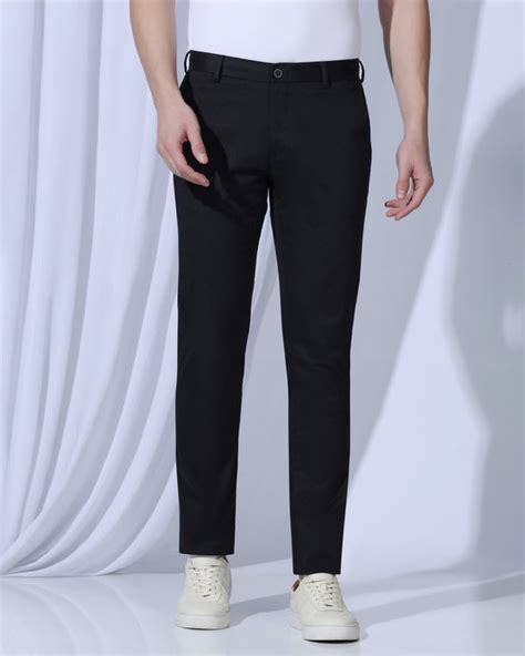 Slim Fit B-91 Casual Black Solid Khakis - martin