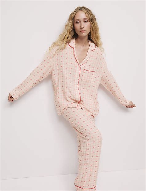 Buy Cotton Rich Checked Heart Pyjama Bottoms at Marks & Spencer