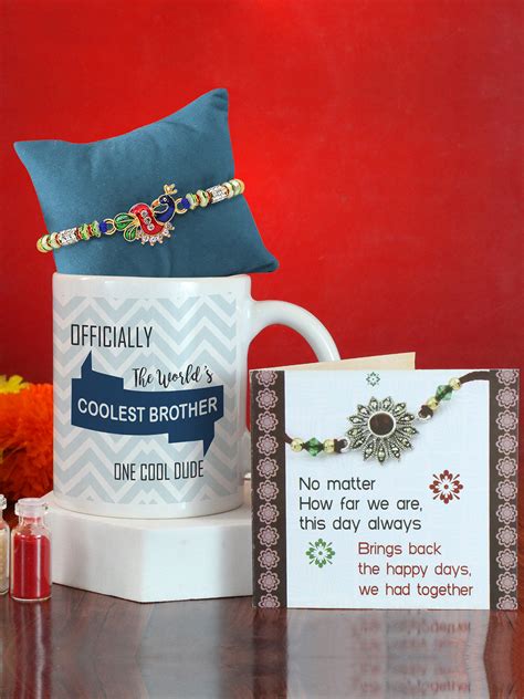 Buy | Peacock Rakhi for Brother with Coolest Brother Printed Coffee Mug ...