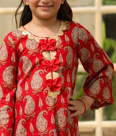 Red Printed Kurti Sharara Set – FayonKids