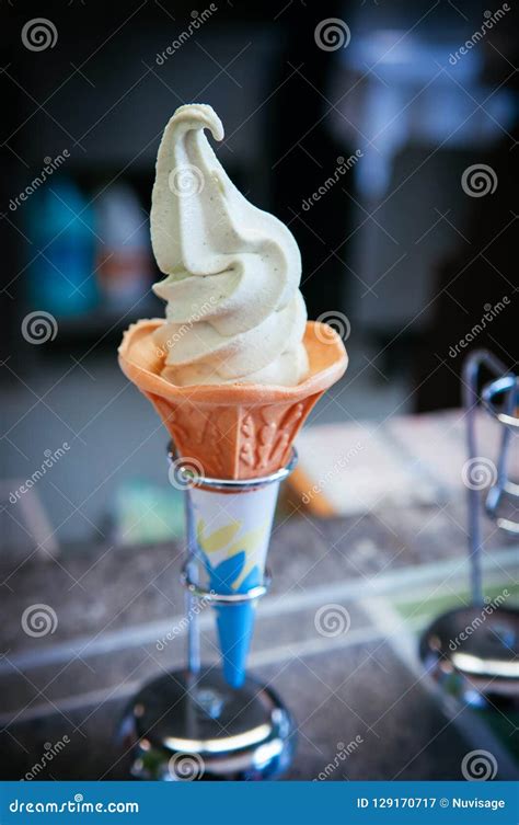 Fresh Cold Soft Serve Wasabi Ice Cream Cone - Japanese Wasabi Ice Cream ...