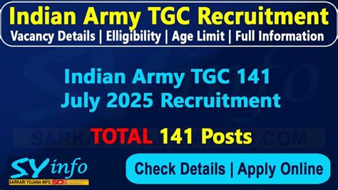 Indian Army TGC 141 July 2025 Recruitment - Sarkari Yojana Info | SDS ...