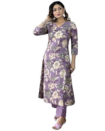 GoSriKi Women's Rayon Blend Straight Printed Kurta with Pant