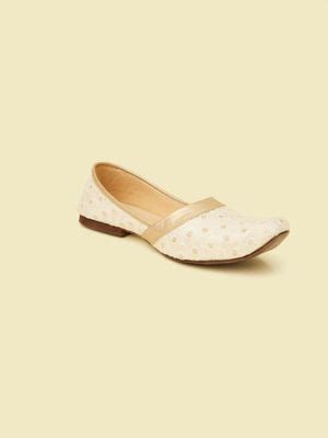 Buy Manyavar Warm Cream Sequinned Juttis for Men (UK 6) Online