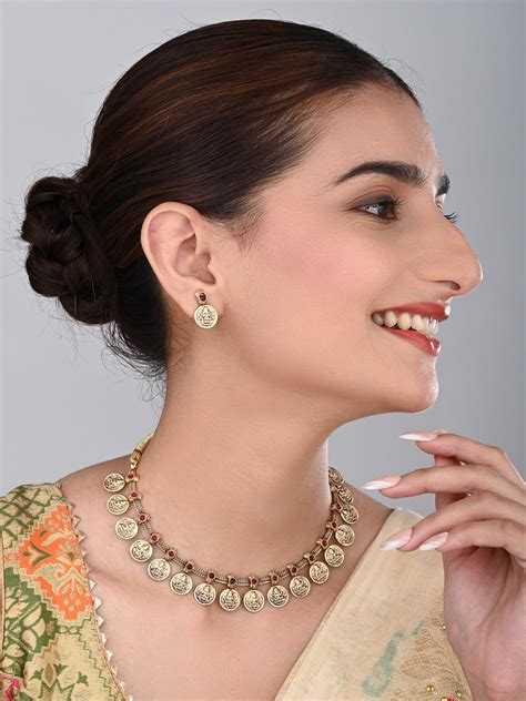 Gold Plated Laxmi coin Necklace Set – Anvik