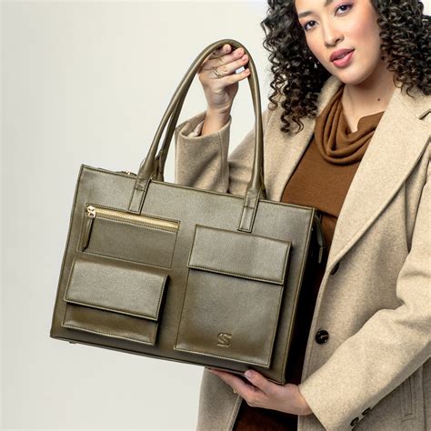Olive Opulence Maison Élan Tote bag for 16" laptop – Strokes by Namrata ...