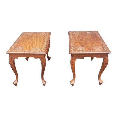 Mid-Century Anglo-Japanese Carved Hardwood Chabudai Low Side Tables, a ...