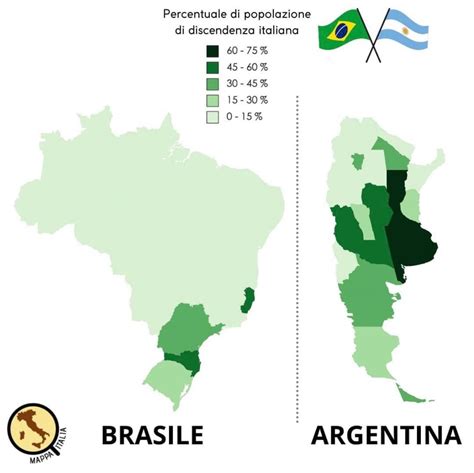 Percentage of population of Italian descent in Brazil and Argentina ...
