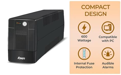 Foxin 1000VA/600W UPS - Uninterrupted Power Supply with Overload ...
