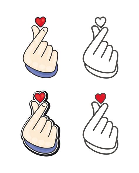 Premium Vector | Korea finger heart vector illustration korean finger ...