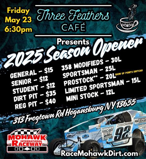 Three Feathers Internet Cafe presents the 2025 Season Opener, Mohawk ...