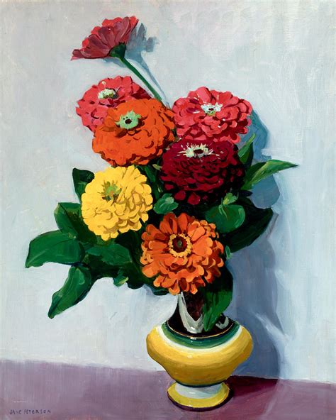 Jane Peterson - Still Life of Zinnias at 1stDibs | slike crtezi, jane peterson, cvece crtezi slike