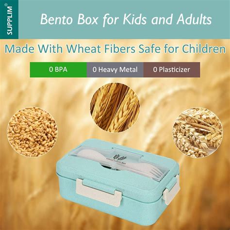 Buy Bento Box For Kids Adults Lunch Box With 3 Compartment,Wheat Fiber ...