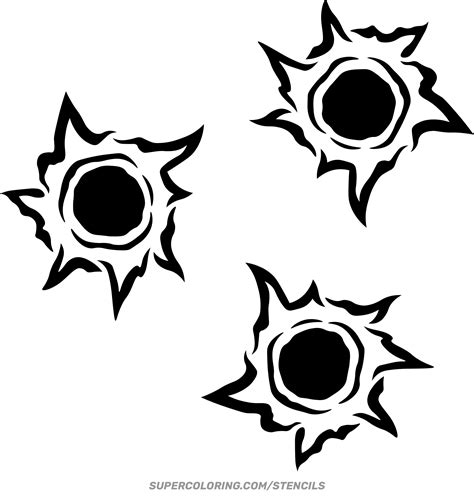 Stencil of Bullet Holes | Free Printable Papercraft Templates