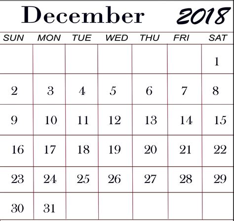 Calendar For December 2018 - Printable Calendars AT A GLANCE
