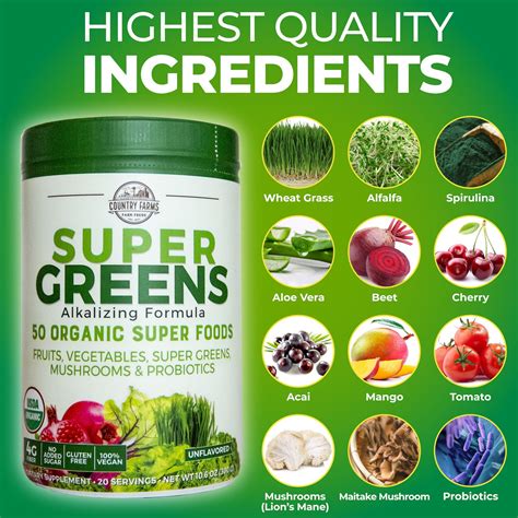 Country Farms Super Greens Drink Mix, Unflavored, 10.6 oz, 20 Servings - Walmart.com | Super ...