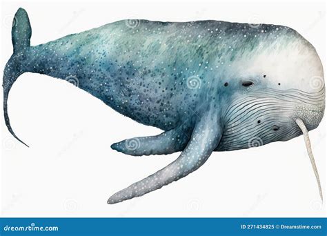 Narwhal Watercolor, Close Up Predator Animals Wildlife. Ultra High Resolution, Isolated on White ...