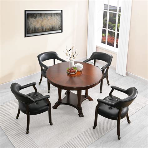 Amazon.com - LEEMTORIG Set of 4 Dining Chairs with Casters and Arms ...