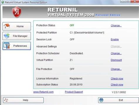 Returnil Virtual System 2010 Home Lux - gHacks Tech News