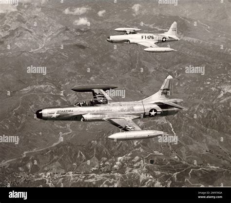 Lockheed F-94C-1-LO Starfire, 50-966, and Lockheed P-80C-1-LO Shooting Star, 47-176 Stock Photo ...
