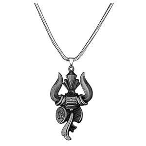 Buy AFH Lord Shiva Om Trishul Damaru Grey Locket with Snake Chain ...