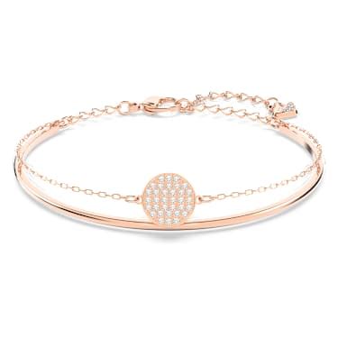 Sublima bangle, White, Rose gold-tone plated | Swarovski