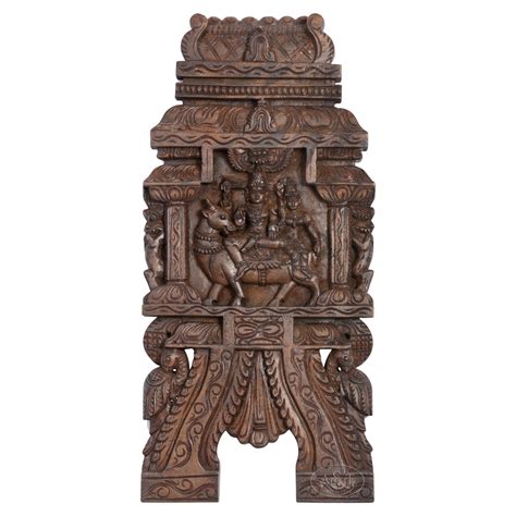 Wooden Wall Panel (Kavadi) – Shiva Parvati Seated on Nandi Statue ...