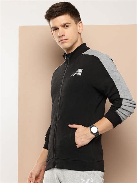 Alcis Men Black Solid Bomber Jacket with Applique Detail AAMJKTSM00036301-S