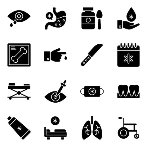 Pack of pharmaceutical solid icons | Premium Vector