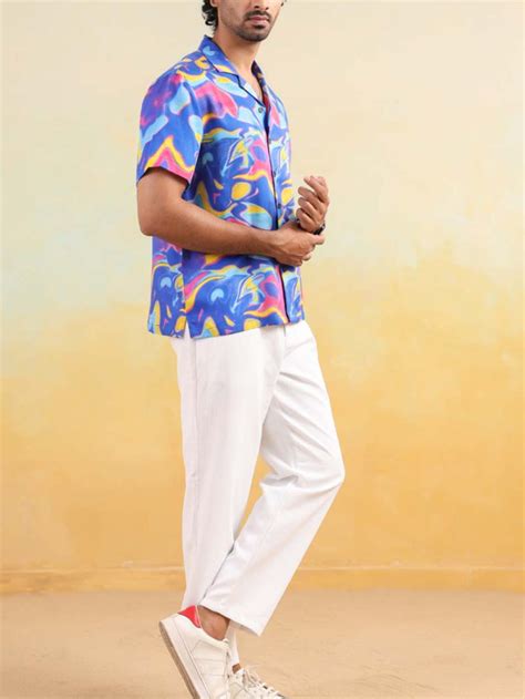 Buy Mirage Flow Relaxed Fit Cuban Collar Shirt Online | Vasansi Jaipur