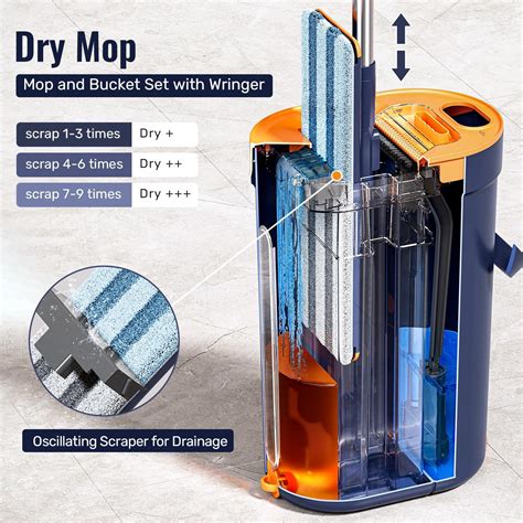 HoMettler Mop and Bucket Set with Wringer, 3-Tank Flat Mop and India | Ubuy