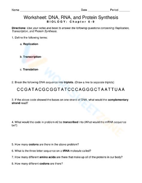 Image result for Protein Synthesis Diagram Worksheet