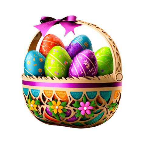籃子裡的彩色復活節彩蛋, 彩色復活節彩蛋, 籃子裡的複活節彩蛋, 复活节素材圖案，PSD和PNG圖片免費下載